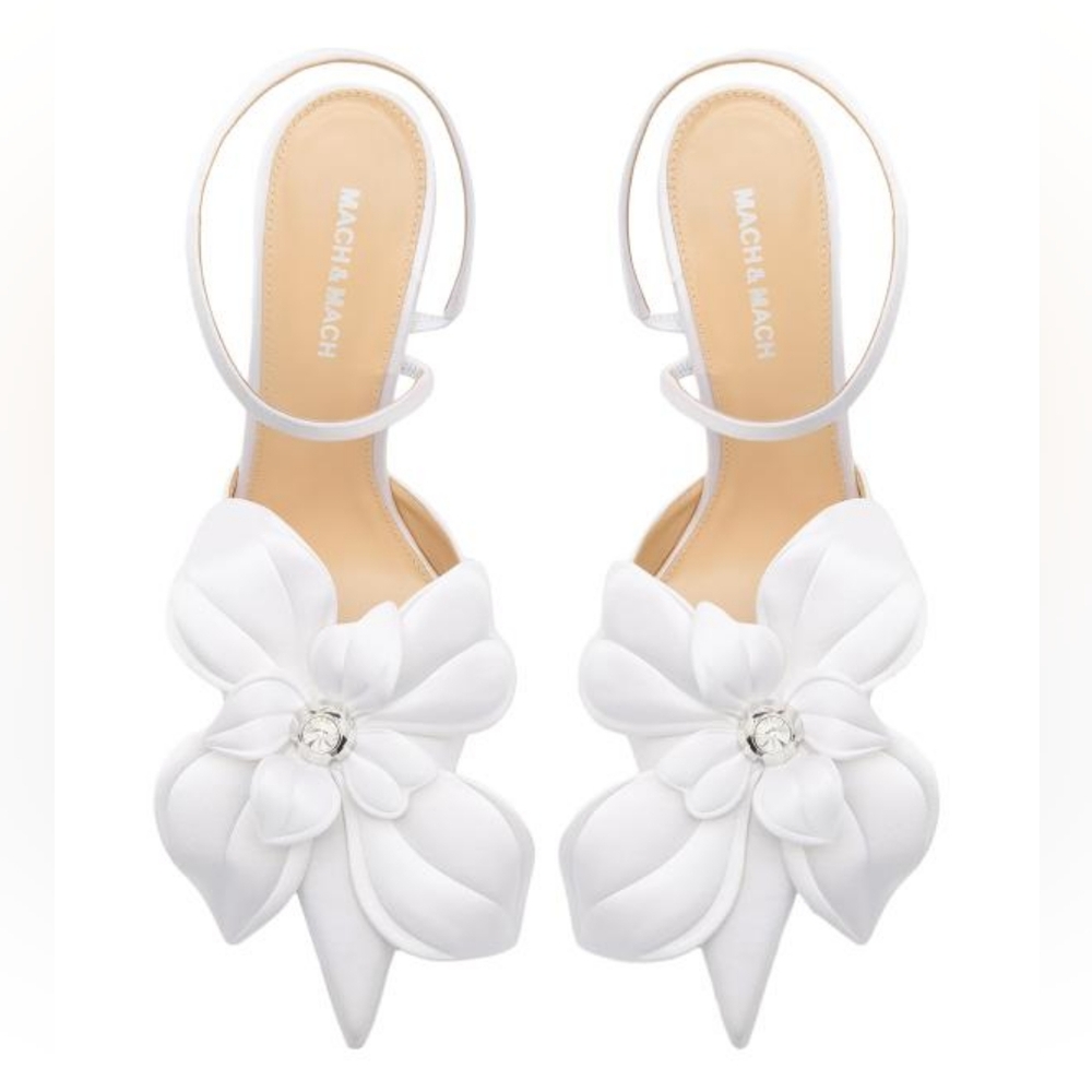 Mach & Mach Orchid 95MM Satin Pointed Toe Pumps Size 9